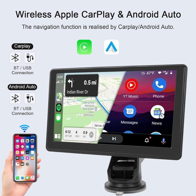 2024 Portable Carplay Screen for Car, Car Play Screen, Reverse Camera, Car Audio Receiver, Voice Control, Mirror Link, MP5